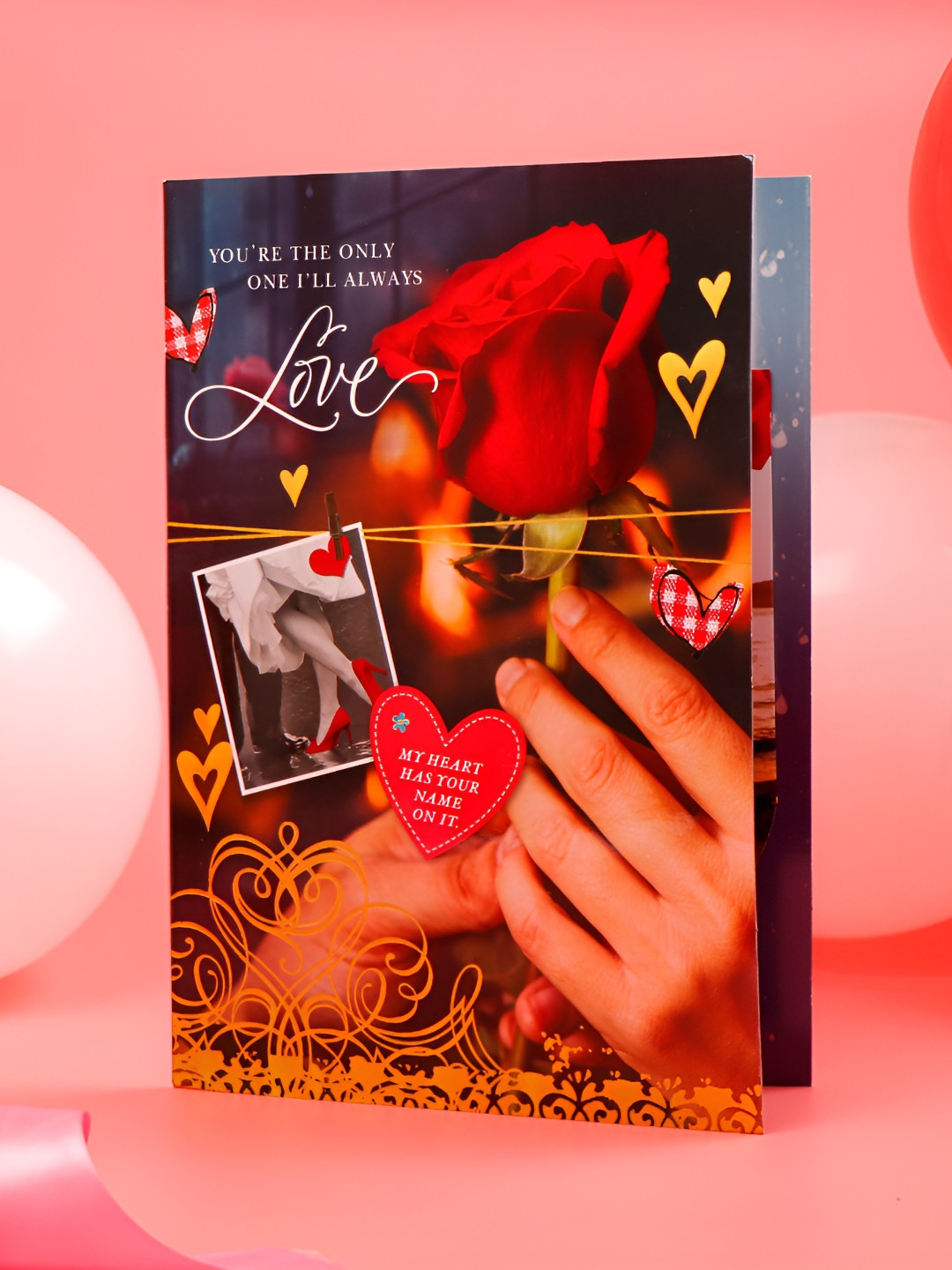 Archies Black & Red I Will Always Love Printed Valentine Greeting Card