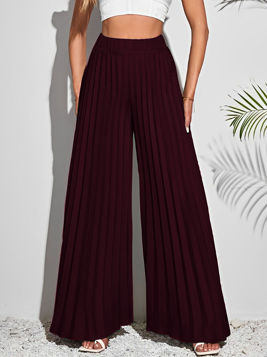 Kushi Flyer Women Self Design Slip On Knitted Palazzos