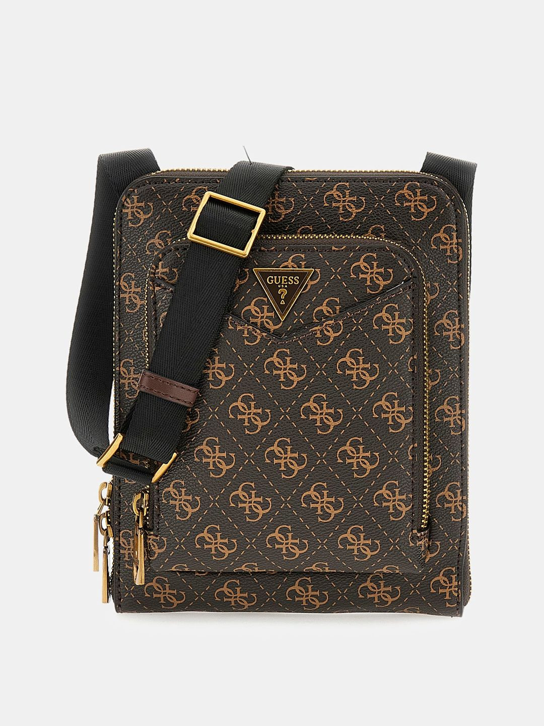 GUESS Men Siena Flat Geometric Printed Messenger Bag