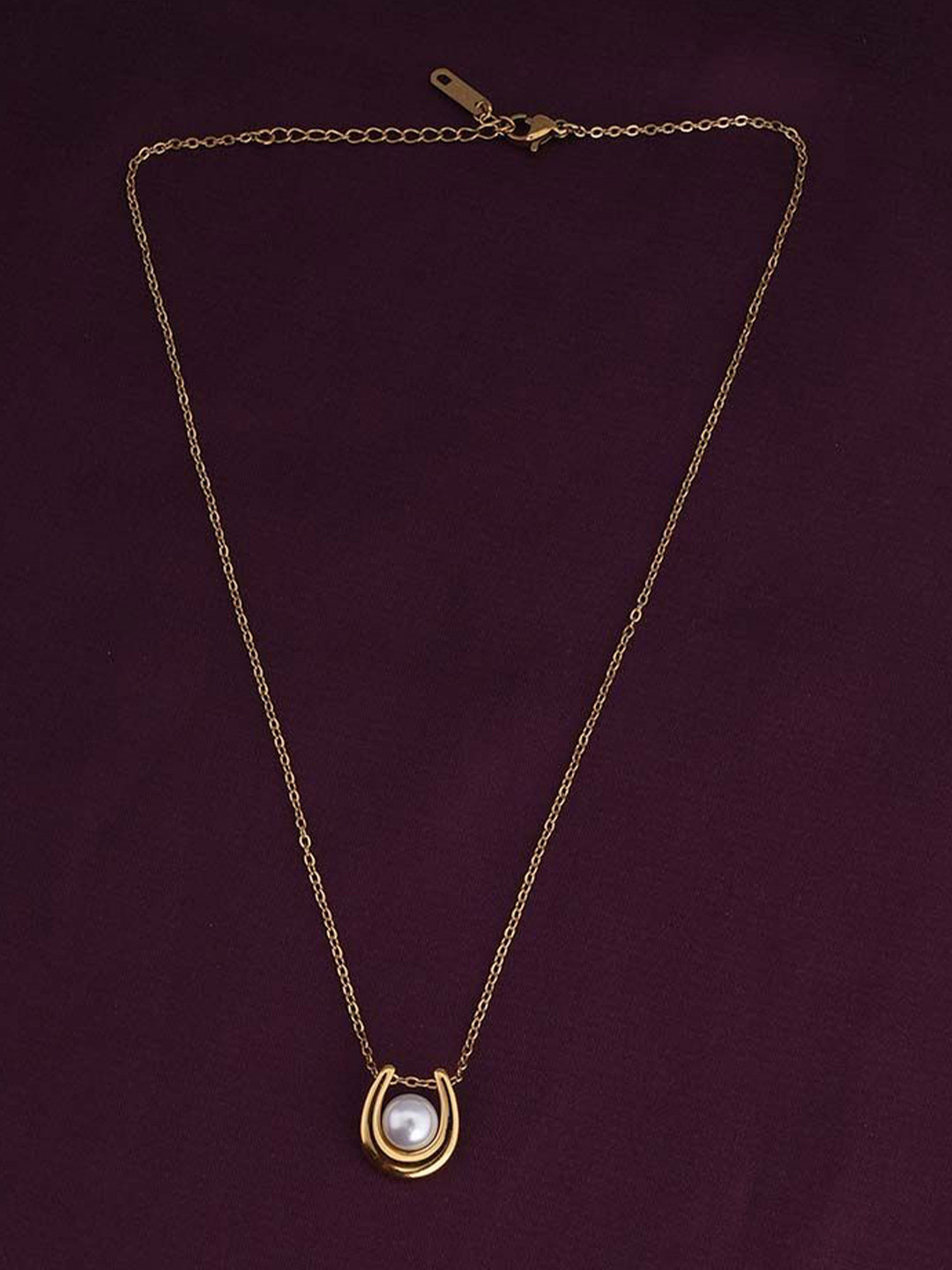 PALMONAS 18k Gold-Plated Pearls U Stainless Steel Chain