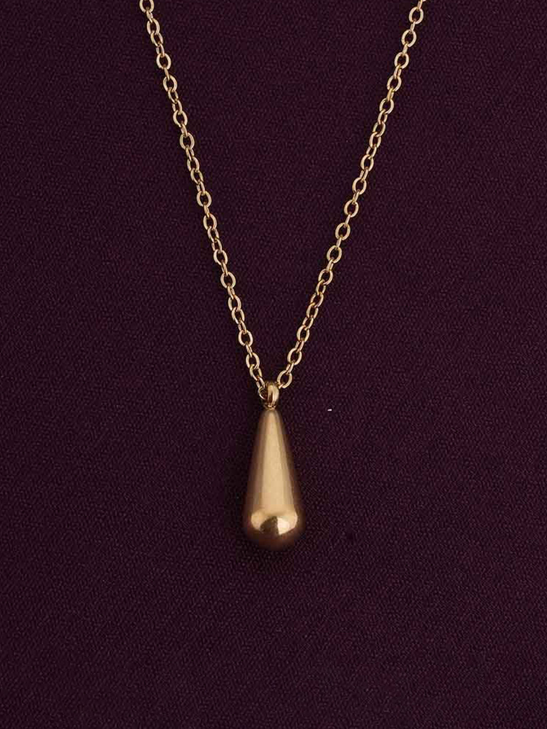 PALMONAS 18KT Gold-Plated Thin Drop Shaped Pendant With Chain