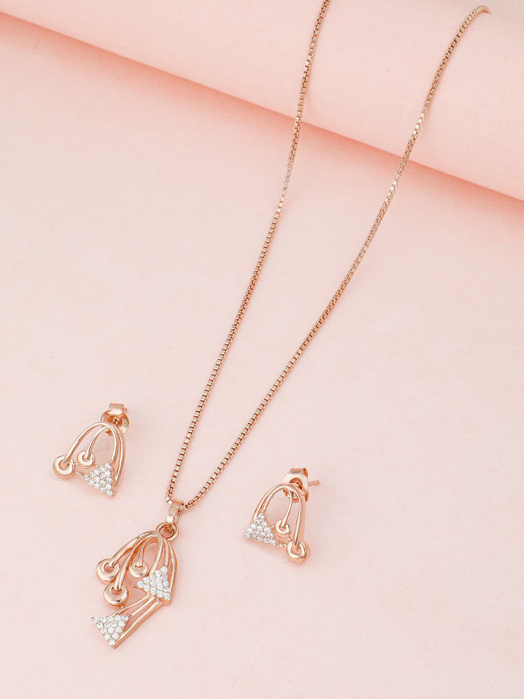 MAIRA Rose 925 Sterling Silver Gold-Plated Cubic Zirconia Studded Jewellery Set