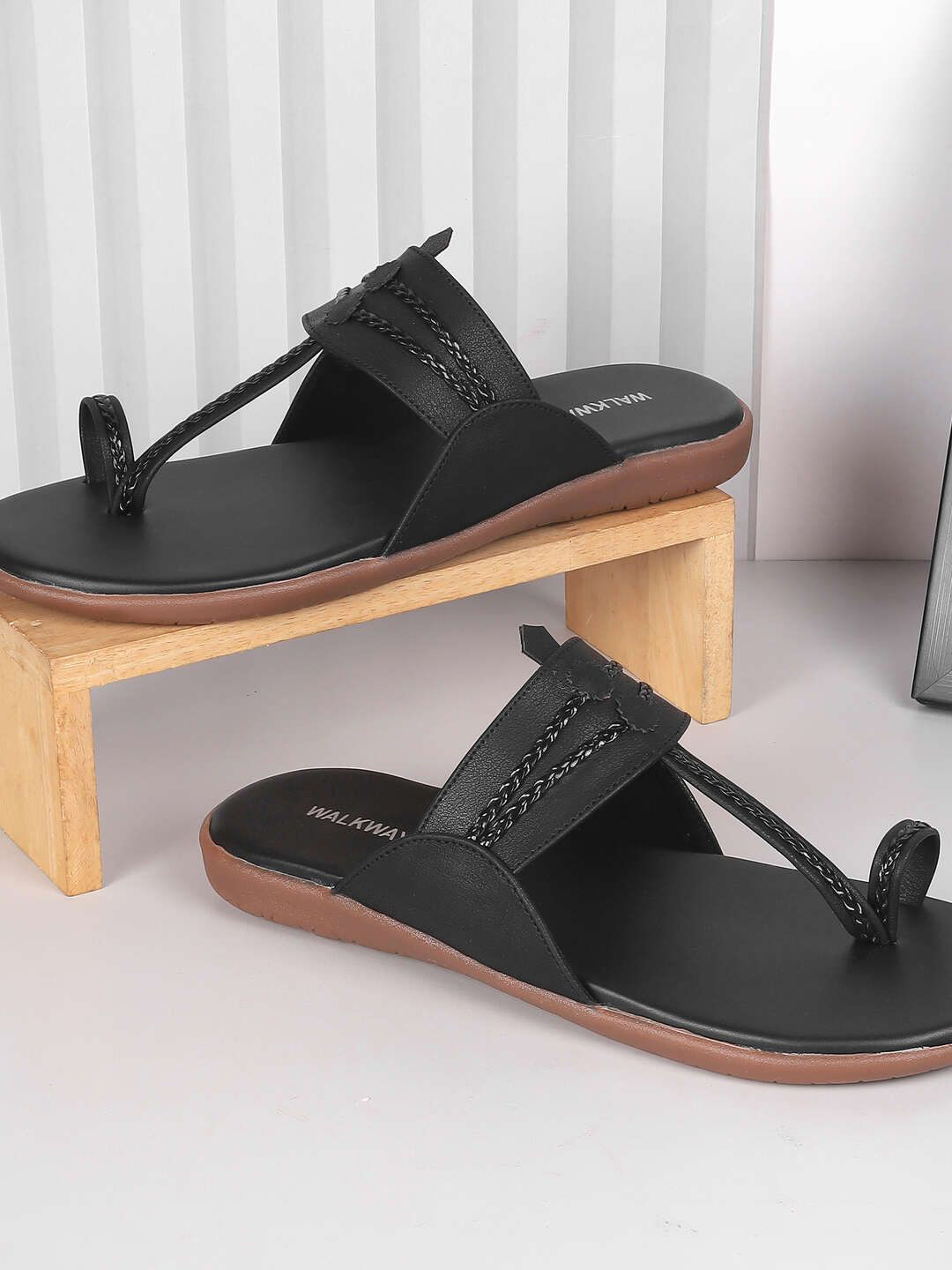 WALKWAY by Metro T-Strap Flats with Laser Cuts