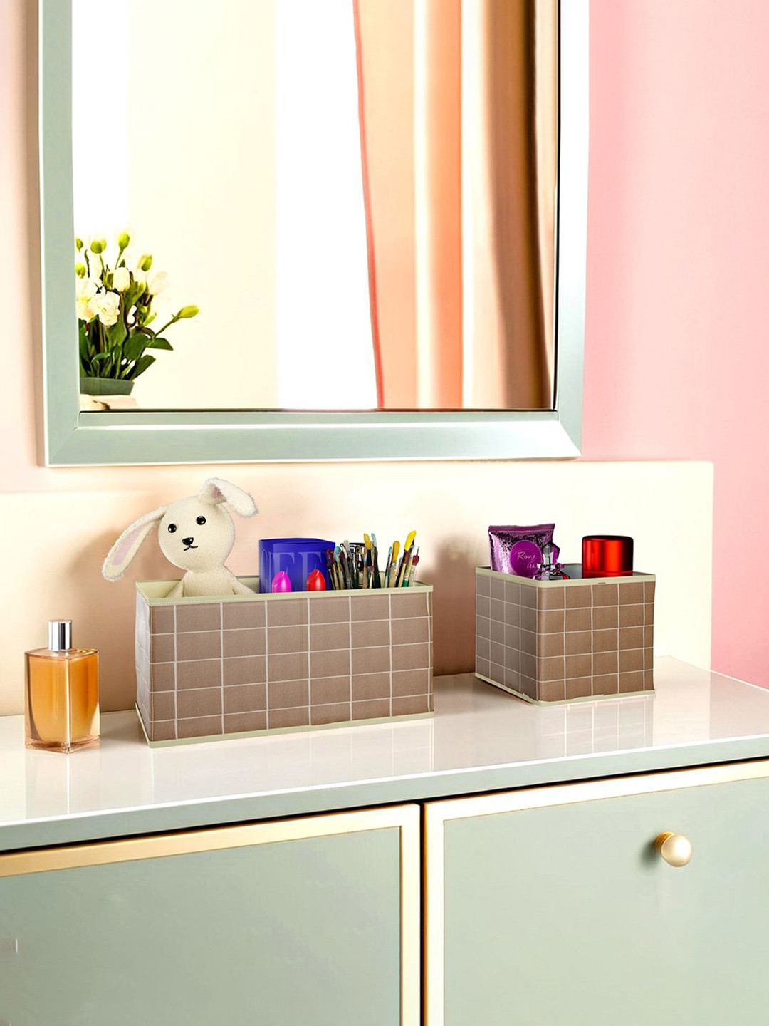 Kuber Industries Brown Set of 12 Reusable Foldable Cabinet Clothes Drawer Organiser