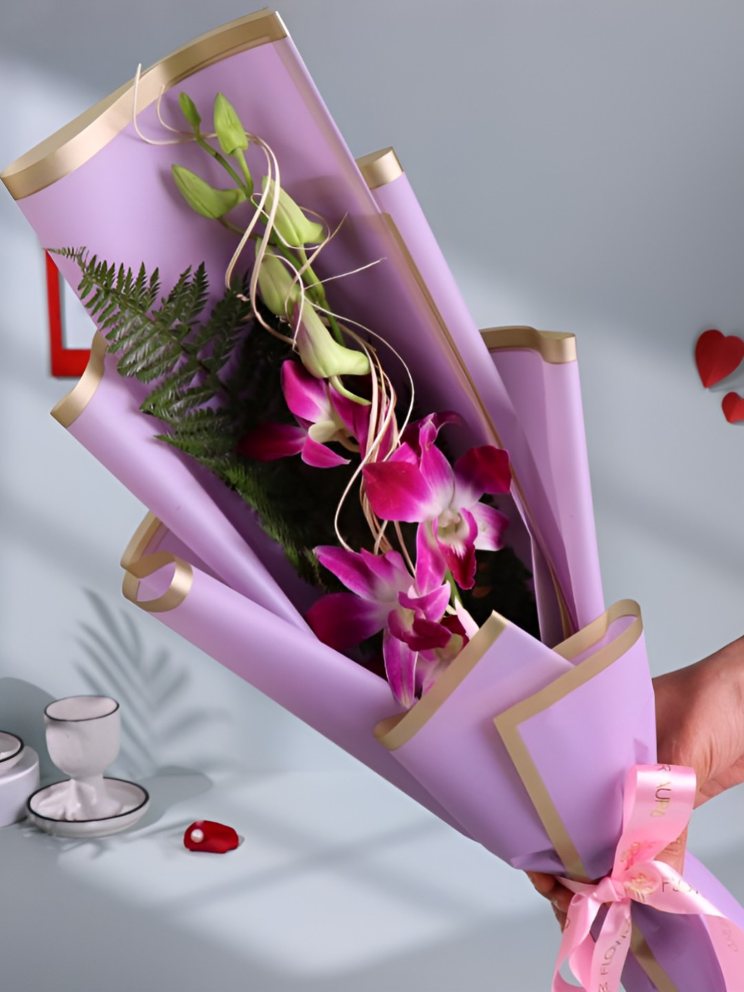 Floweraura Purple Fresh Live Premium Purple Flower Bouquet