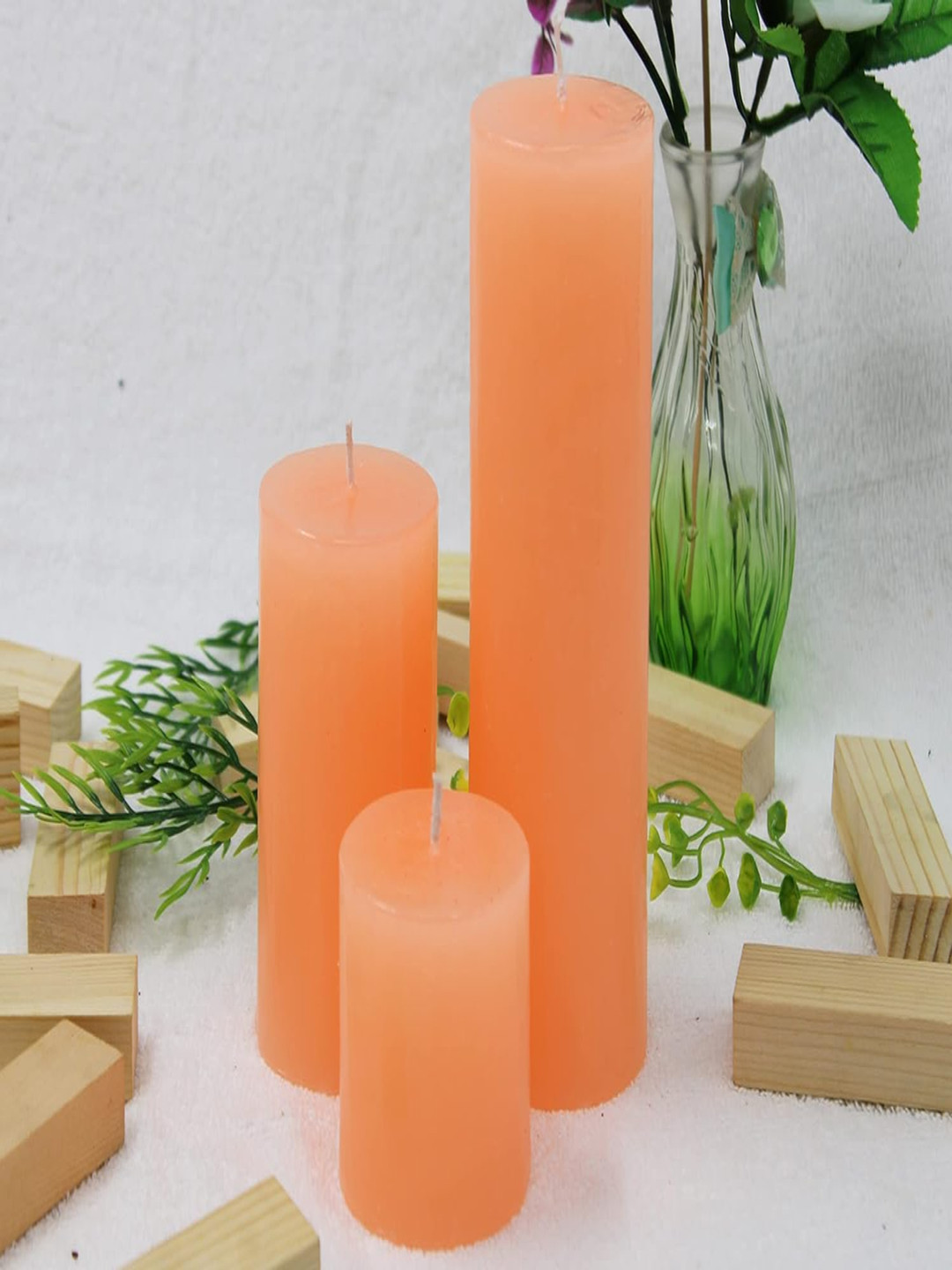 atorakushon For Spa Restaurant 3Pcs 1 Wick Scented Solid Geometric Regular Pillar Candles