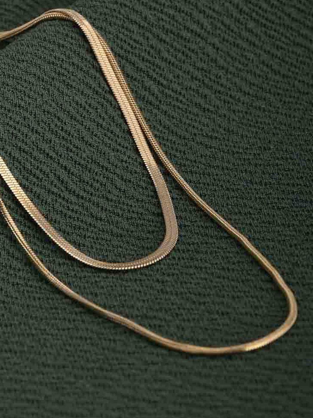 PALMONAS 18KT Gold-Plated Stainless Steel Plain Chain Two Layered Necklace