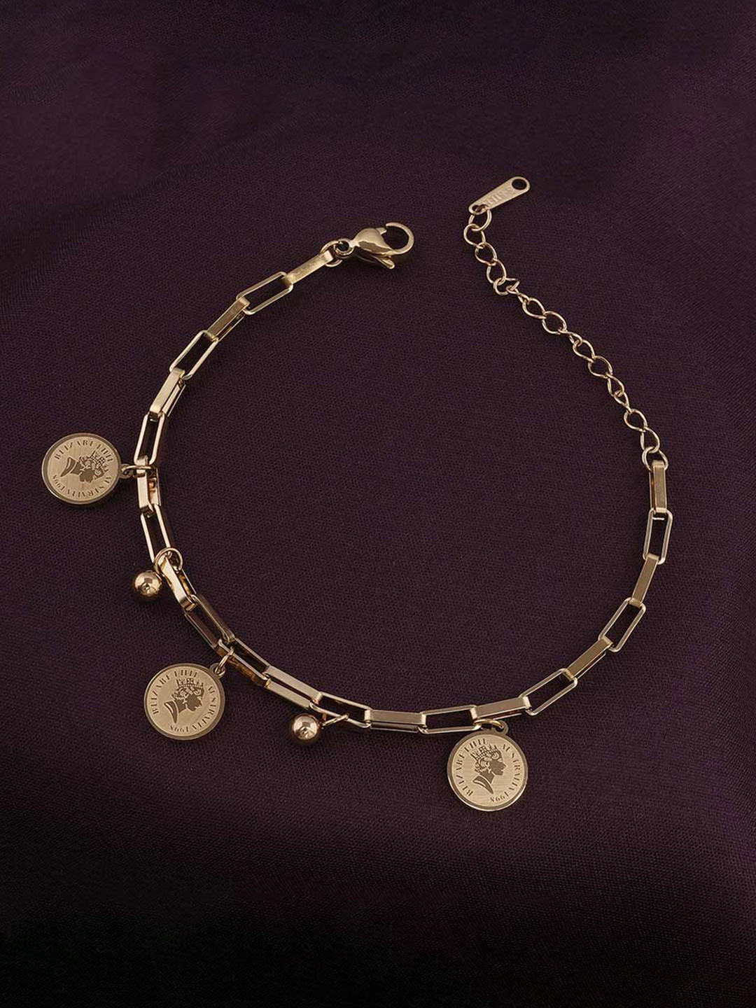 PALMONAS Blizabeth Gold-Plated Waterproof & Anti-Tarnish Stainless Steel Link Bracelet