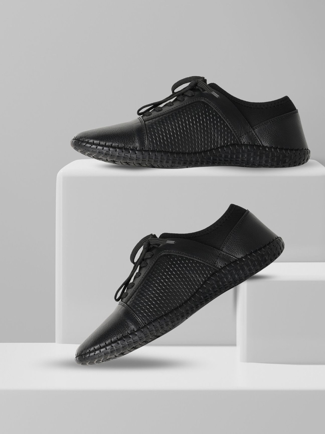 EZOK Men Flexi Comfort Leather Lace-Up Casual Shoes