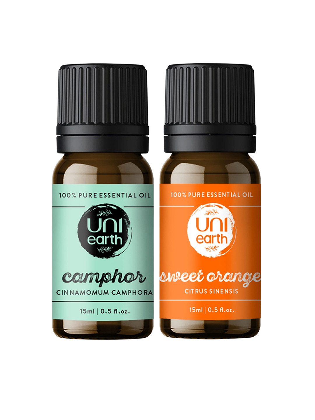 Uniearth Set Of 2 Camphor & Sweet Orange Essential Oils - 15 ml Each
