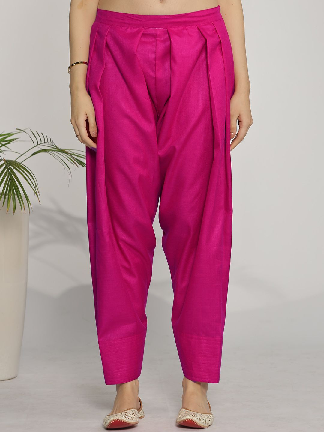 LetsDressUp Women Magenta CottonSlub Farshi Salwar