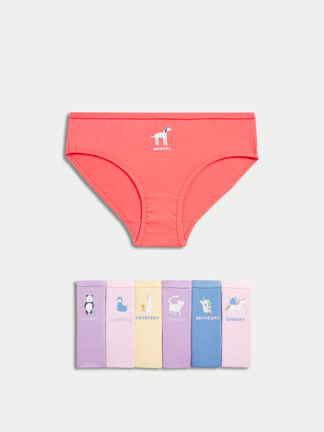 Marks & Spencer Girls Pack of 7 Printed Days of the Week Basic BriefsT712011DMULTI