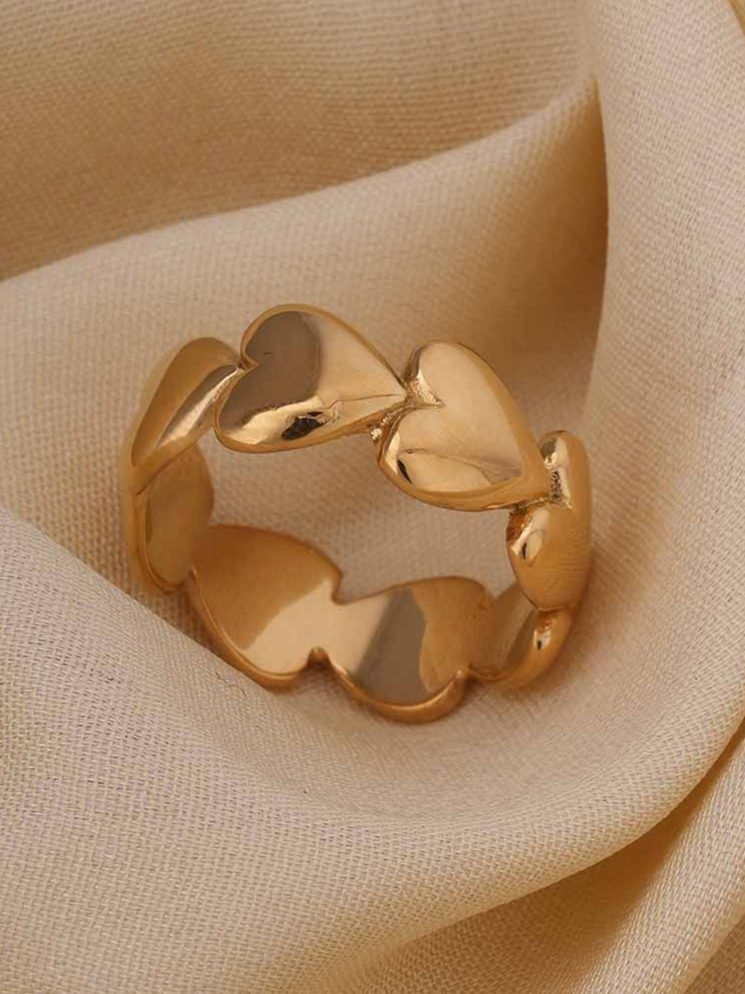 PALMONAS Gold-Plated Stainless Steel Anti Tarnish Passion Heart Ring