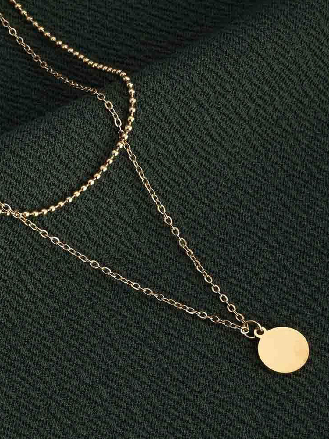 PALMONAS 18KT Gold-Plated Stainless Steel Little Round Two Layered Necklace