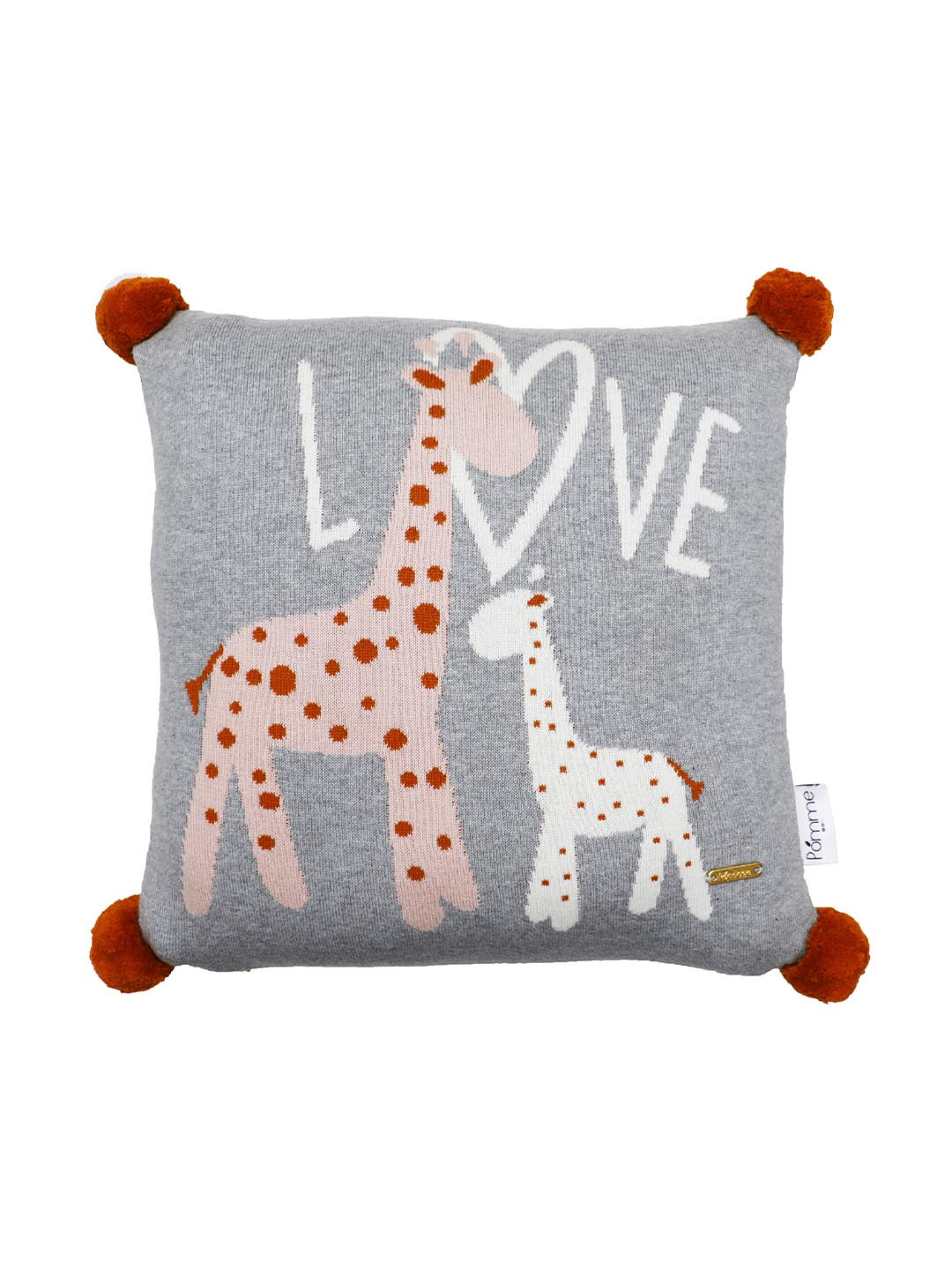 Pomme Grey & Pink Cartoon Characters Square Cushion Covers