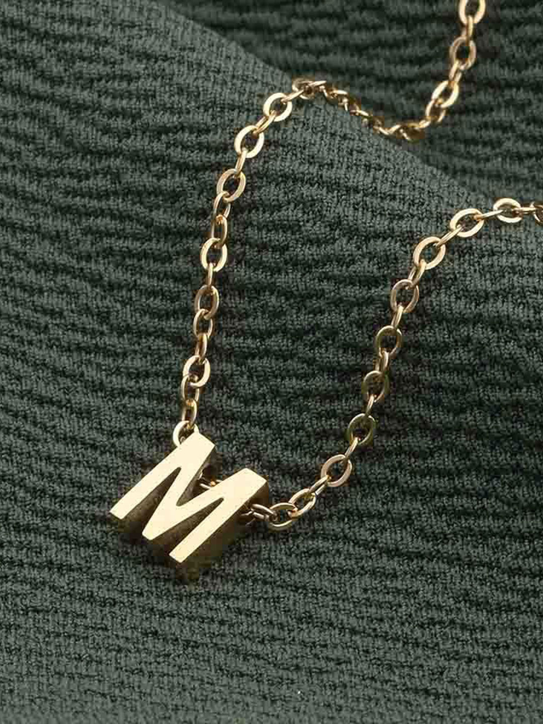 PALMONAS 18K Gold-Plated Stainless Steel M Small Letter Chain