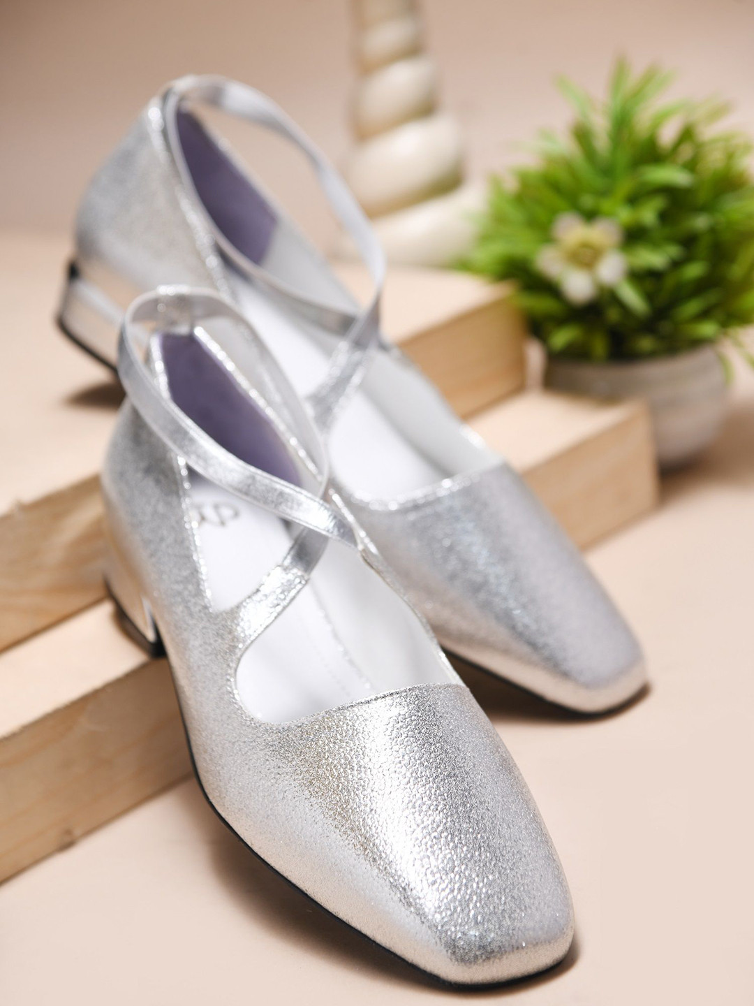 THE WHITE POLE Women Round Toe Block Heeled Pumps Mules Heels