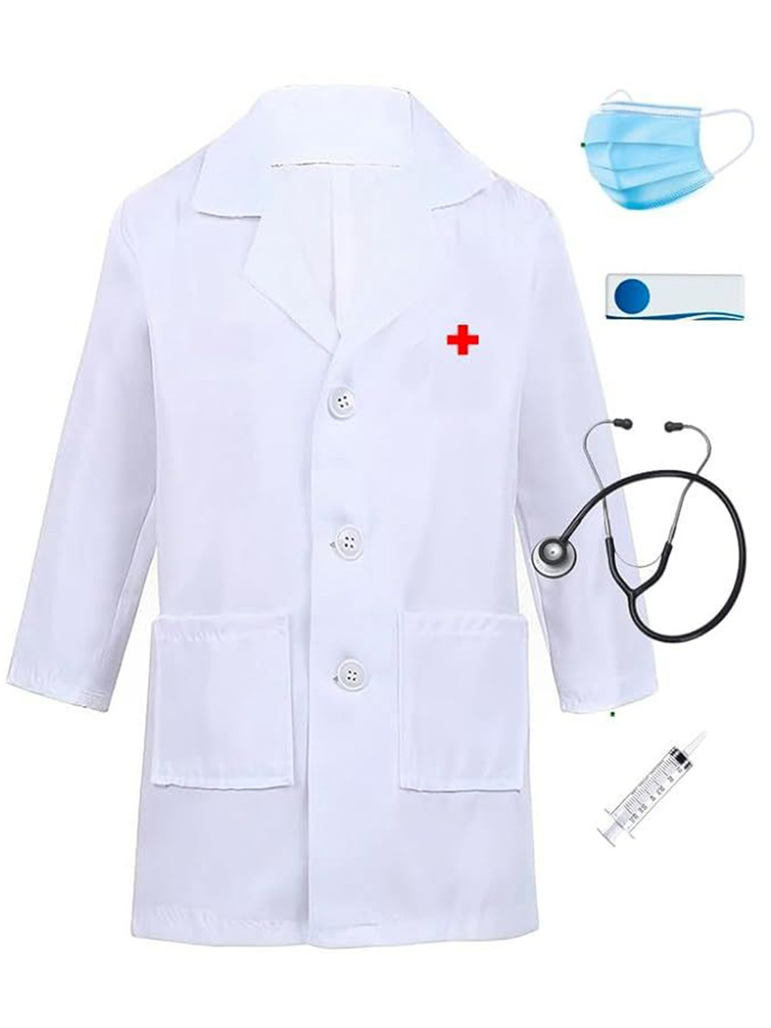 YUPPIN Kids Doctor Fancy Dress Costume Set Coat With Stethoscope & Mask