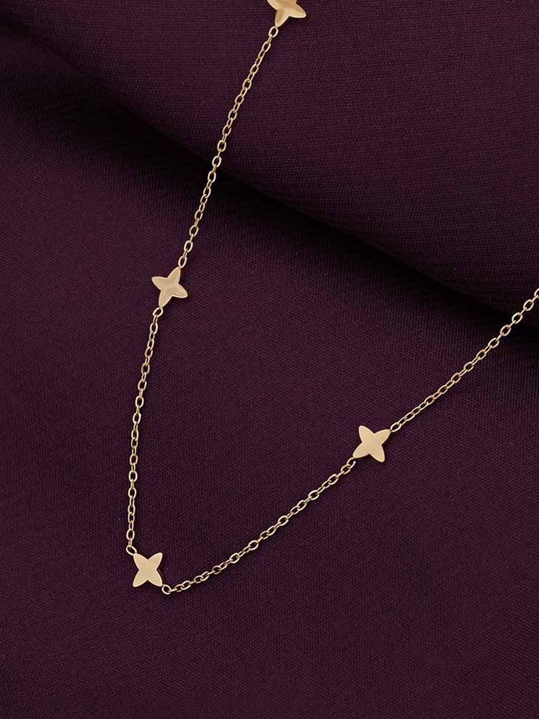 PALMONAS 18k Gold-Plated Dainty Clover Flower Stainless Steel Chain