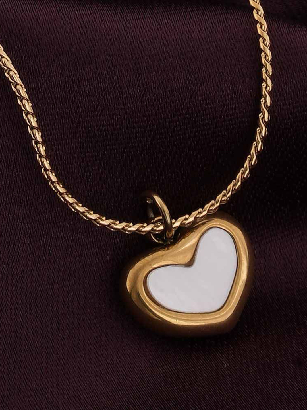 PALMONAS White 18K Gold-Plated Stainless Steel Heart Shaped Layered Chain