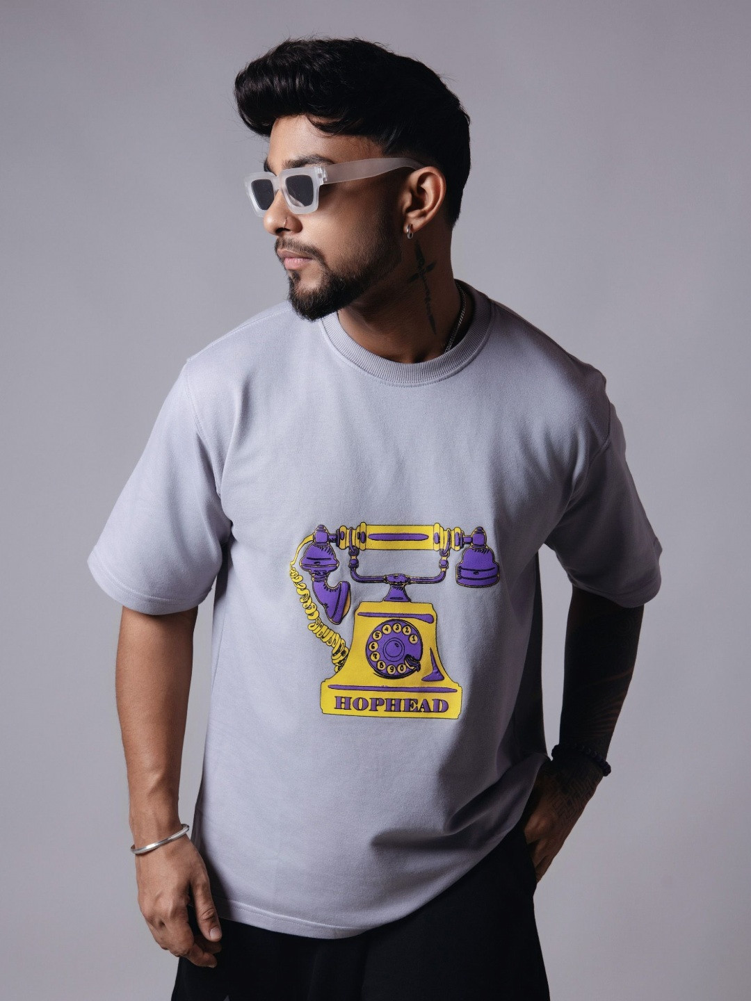 HOP HEAD Men Graphic Printed Round Neck Cotton Oversized T-shirt