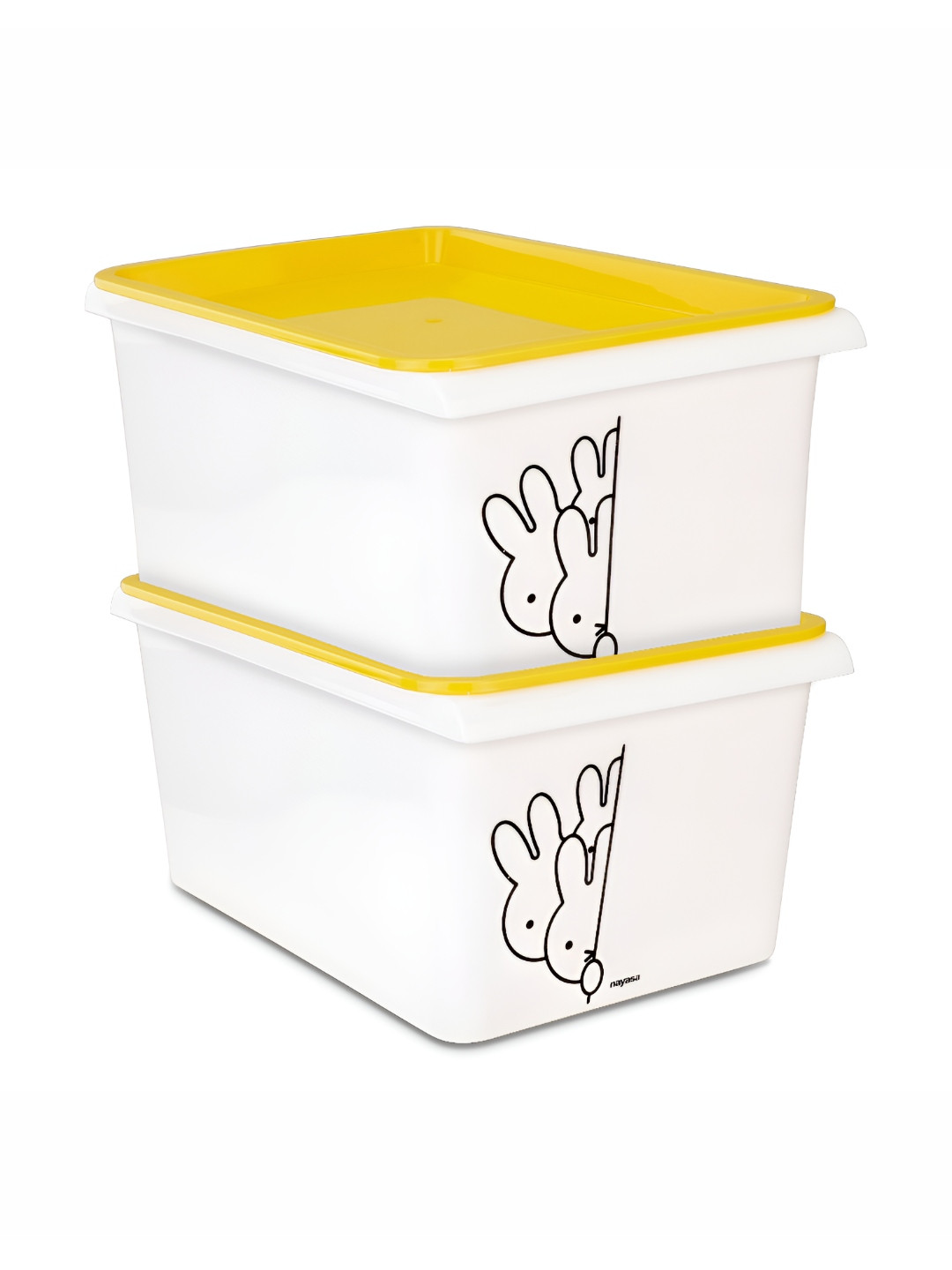 Nayasa Set Of 2 Yellow & White Storage Box With Lid  5L