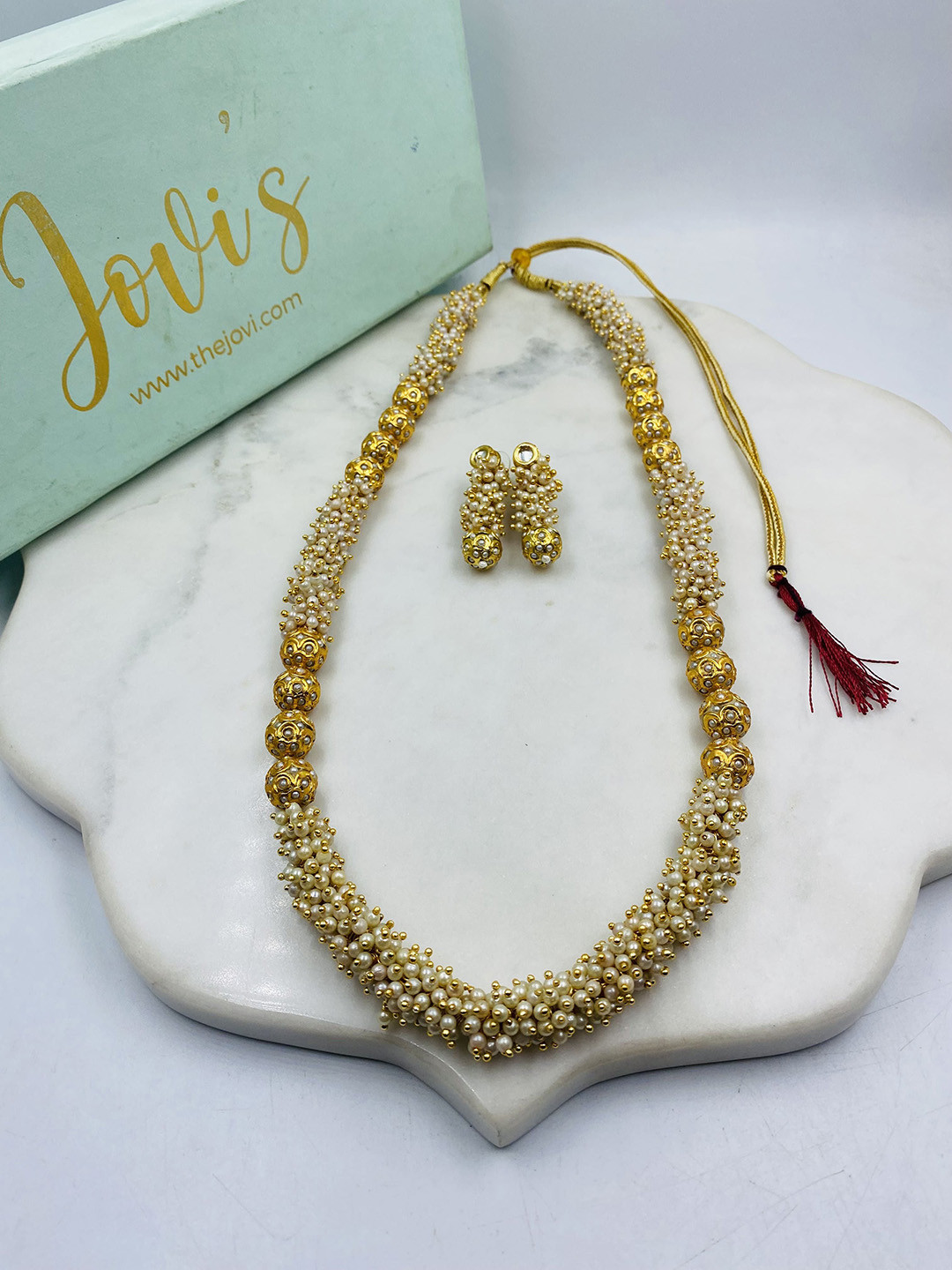 JOVI'S JEWELS Pearls Beaded Single Line Jewellery Set