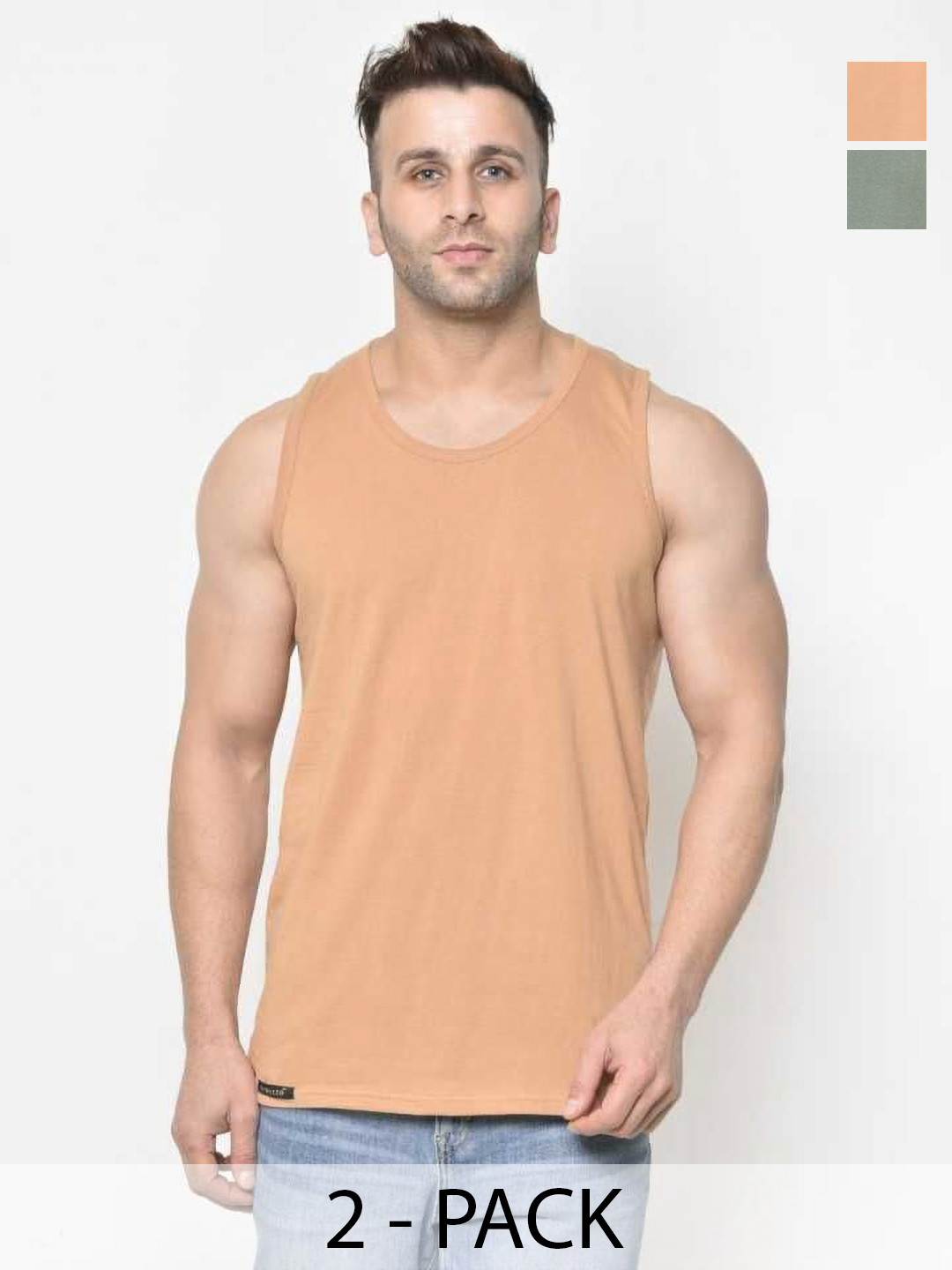 WOOSTRO Men Pack Of 2 Solid Slim Fit Cotton T-shirt