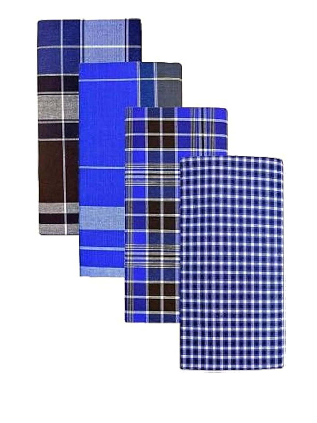 Suman Tex Pack Of 4 Men Assorted Checked Cotton Lungi