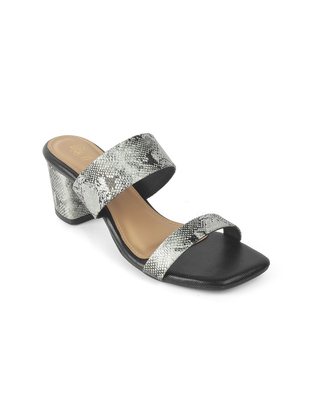 Tresmode Rentu Pewter Women Dress Block Heel Sandals