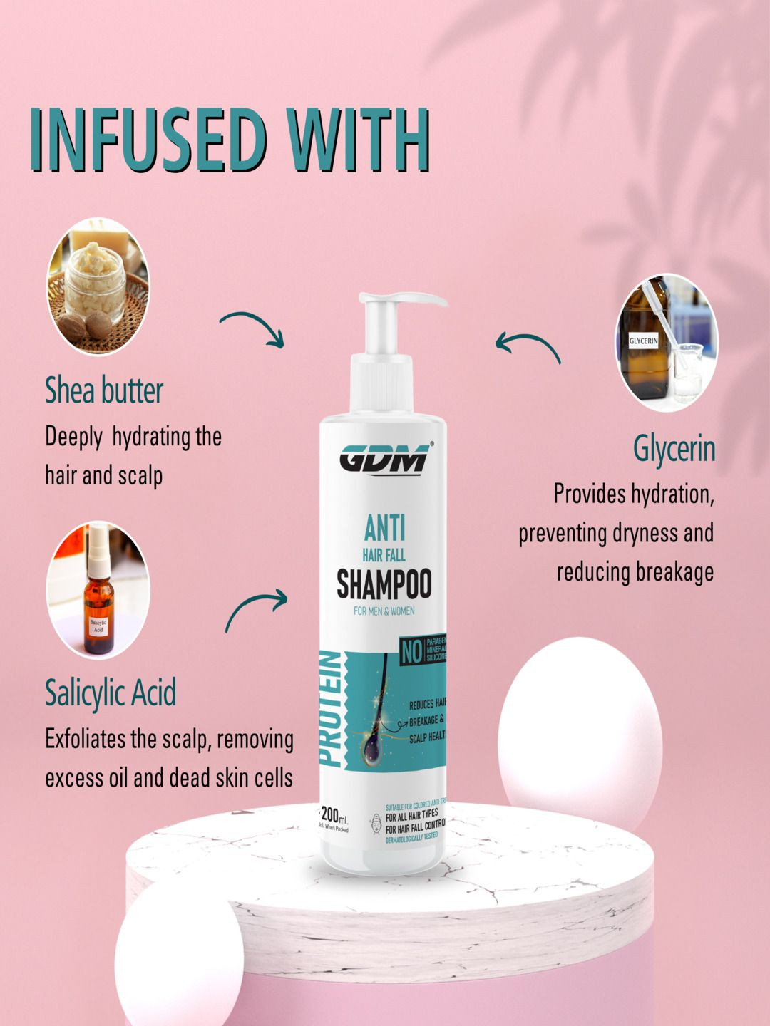 GDM Nutraceuticals LLP Anti Hair Fall Shampoo With Shea Butter & Salicylic Acid - 200 ml