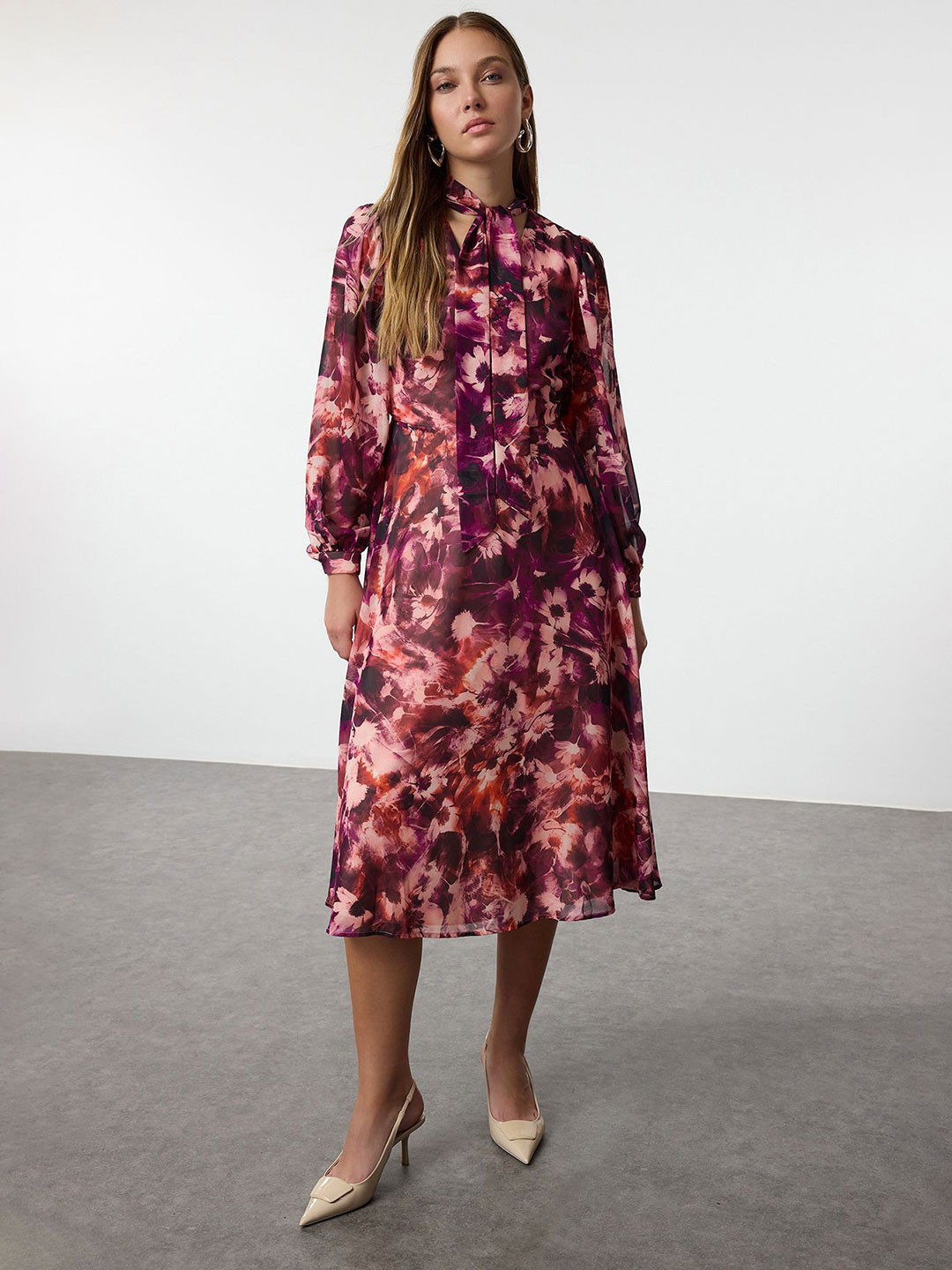 Trendyol Women Floral Printed Fit & Flare Midi Dress