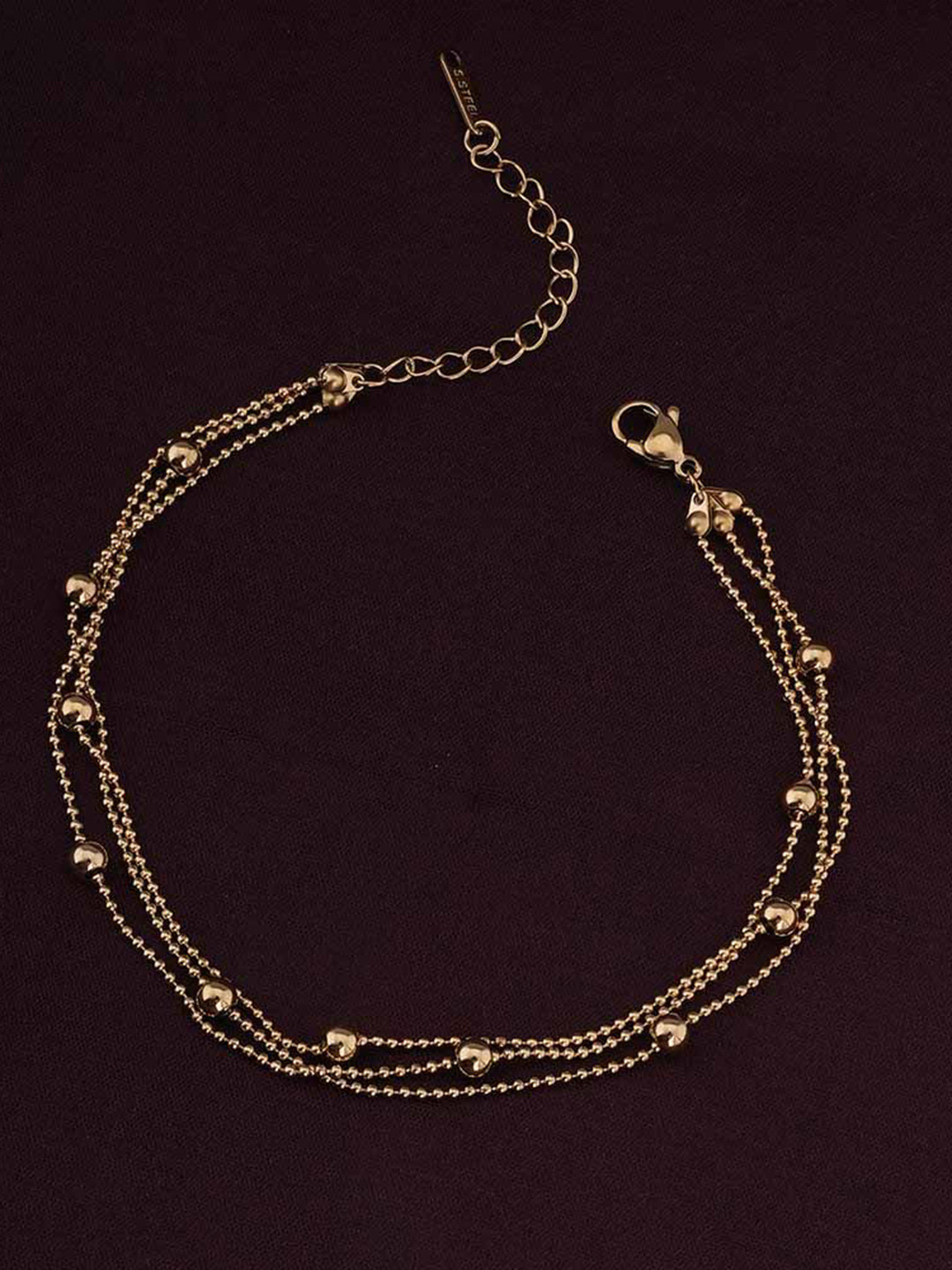 PALMONAS Gold-Plated Waterproof & Anti-Tarnish Stainless Steel Single Anklet