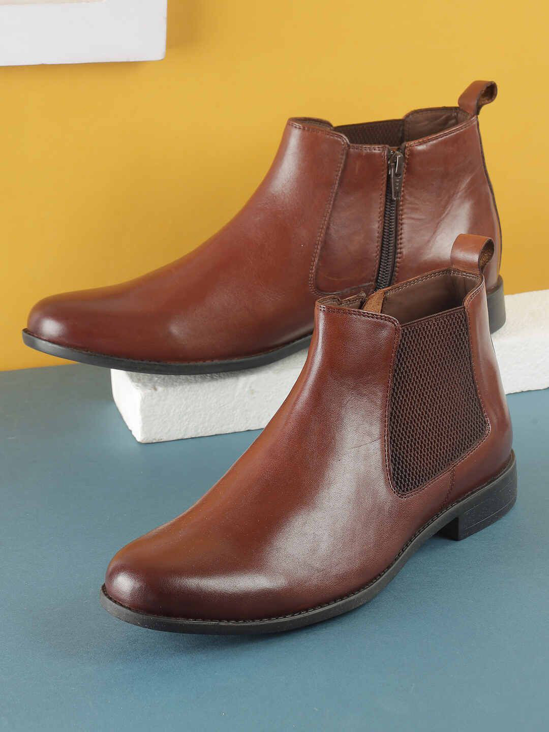 Mochi Men Leather Mid-Top Ankle Boots