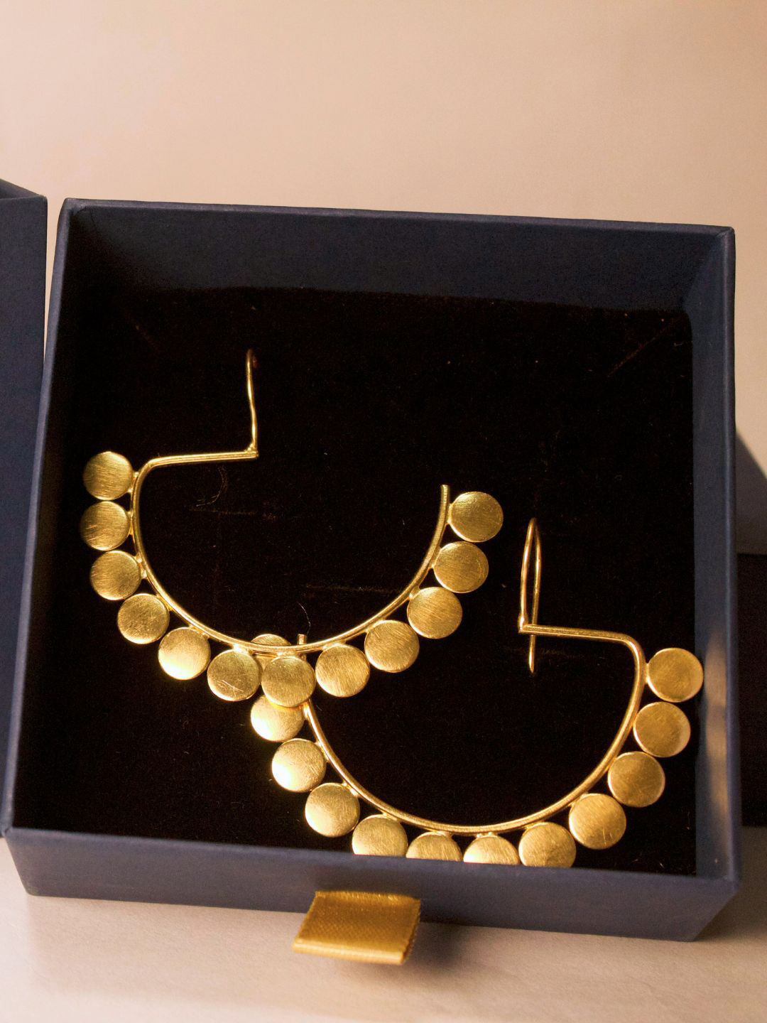 The Ethereal Store ARC Gold-Plated Contemporary Shaped Drop Earrings