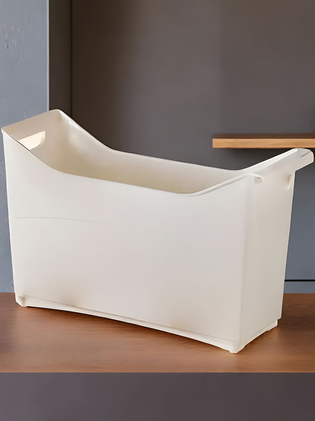 DecorTwist White Multi-Purpose Storage Basket With Wheels Organizer