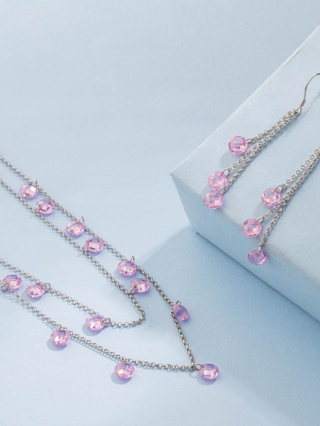 Gargi by P. N. Gadgil & Sons 925 Sterling Silver Artificial Stones Beaded Jewellery Set