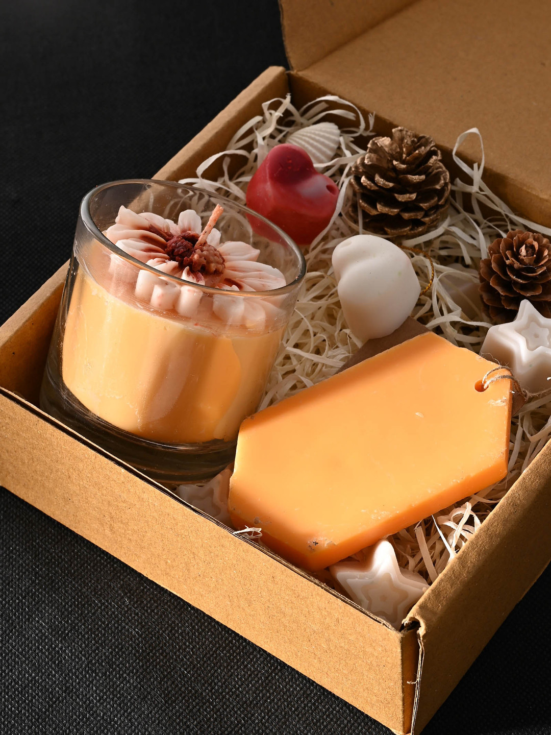 ANWYN Soy Wax Scented 1 Wick French Orange Vanilla Solid Geometric Regular Jar Candles