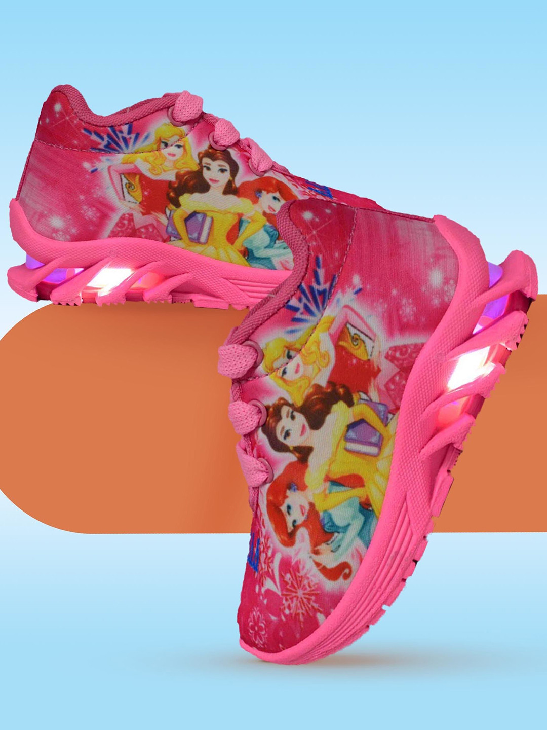 BUNNIES Girls Disney Princess Woven Design LED Fashion