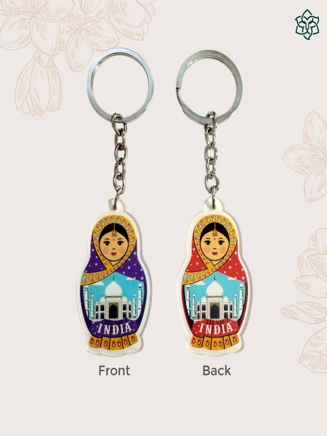 MAATIR DESIGNS Indian Doll Printed Double Side Keychain