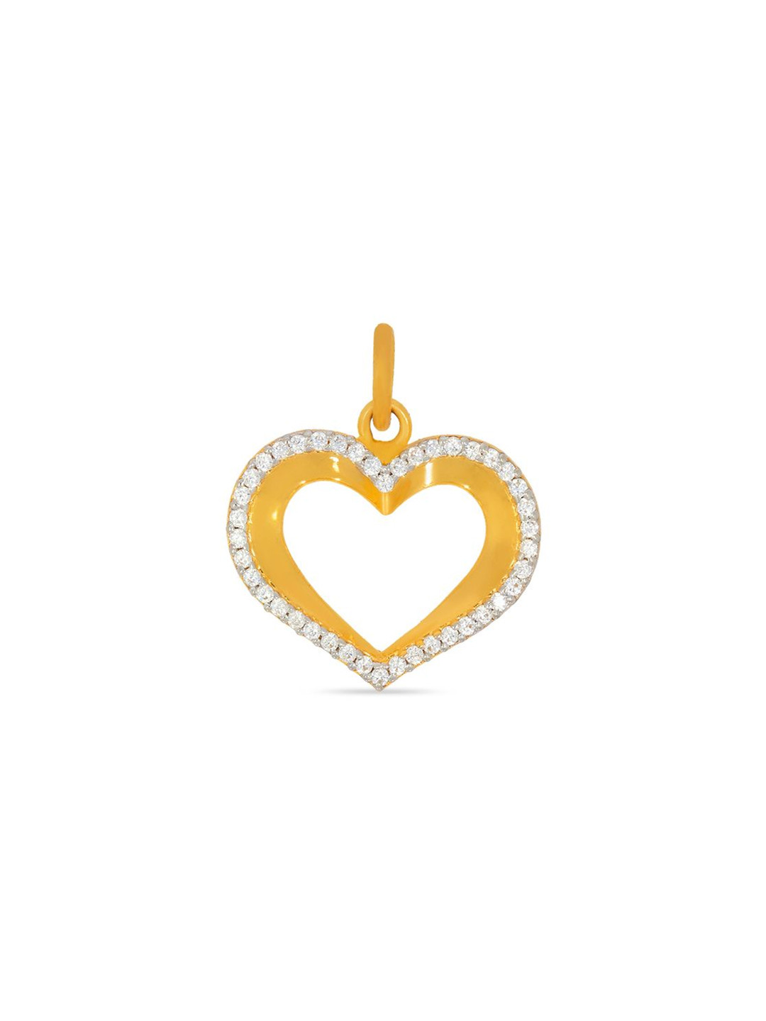 BHIMA 22K BIS Hallmark 916 Purity Wide Heart Stone Pendant
