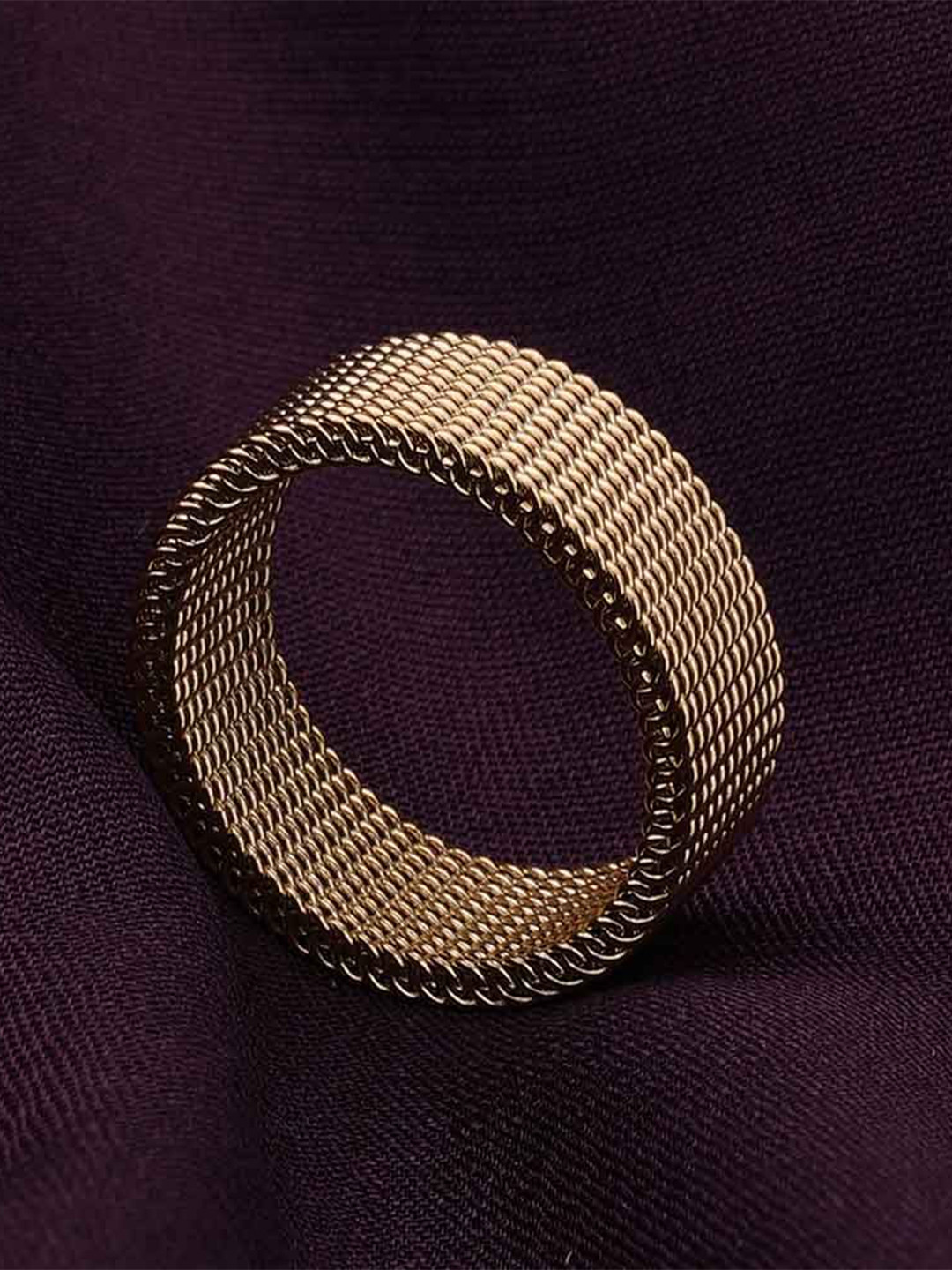 PALMONAS Gold-Plated Stainless Steel Anti Tarnish Gilded Chain Ring