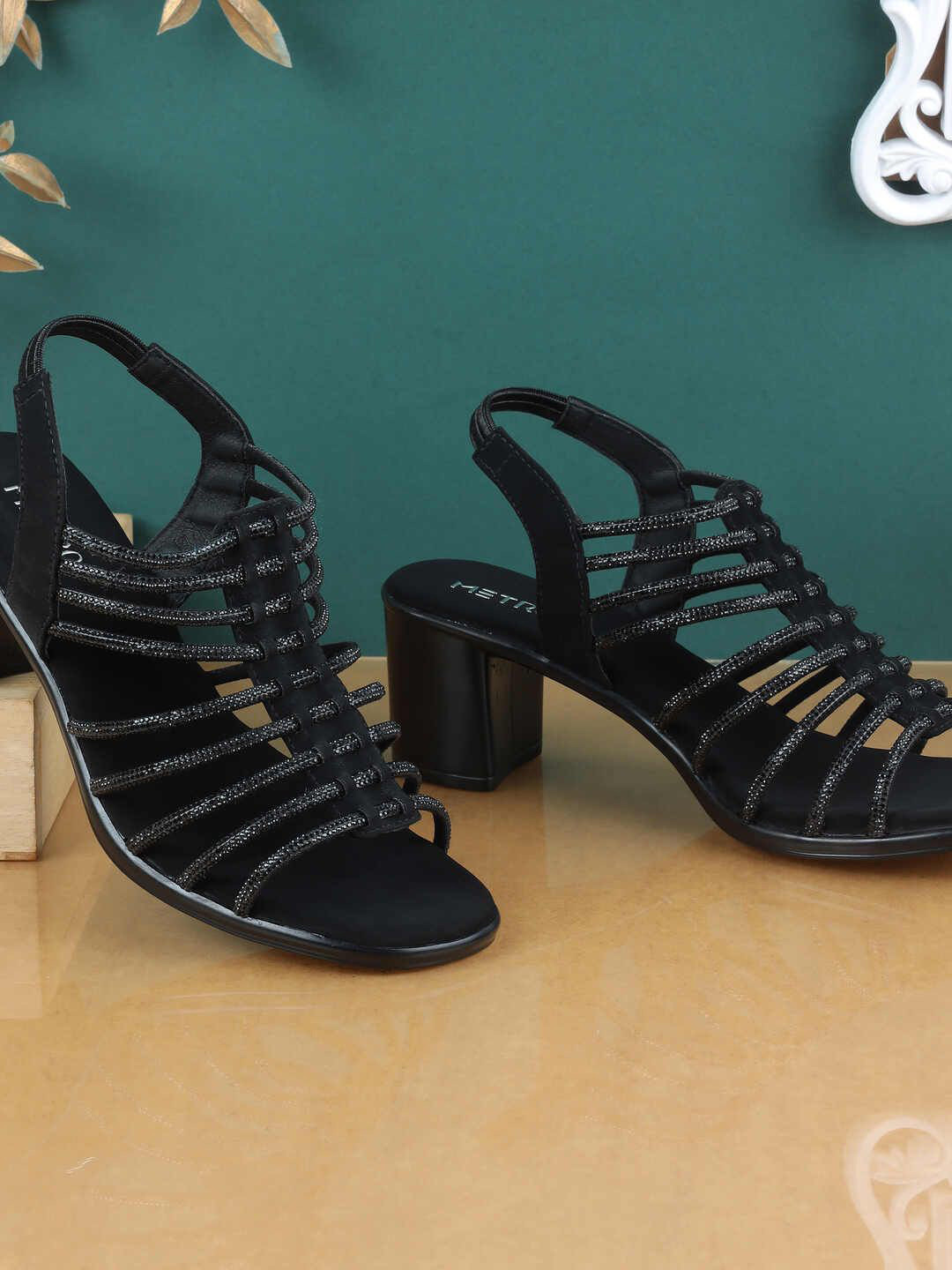 Metro Textured Block Sandals with Tassels