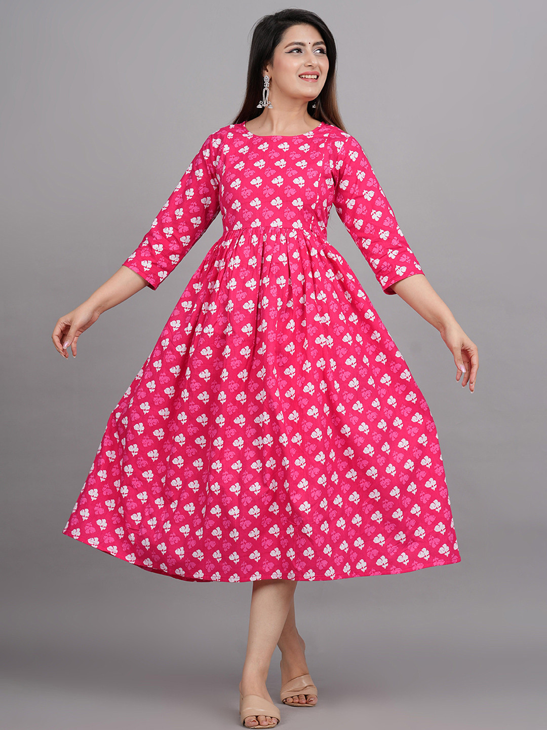 Twirl Tales Floral Maternity Fit & Flare Midi Dress