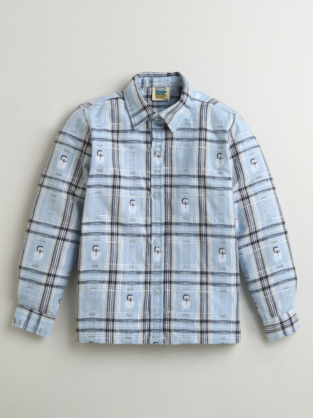 ZIP ZAP ZOOP Boys Spread Collar Tartan Checked Cotton Casual Shirt