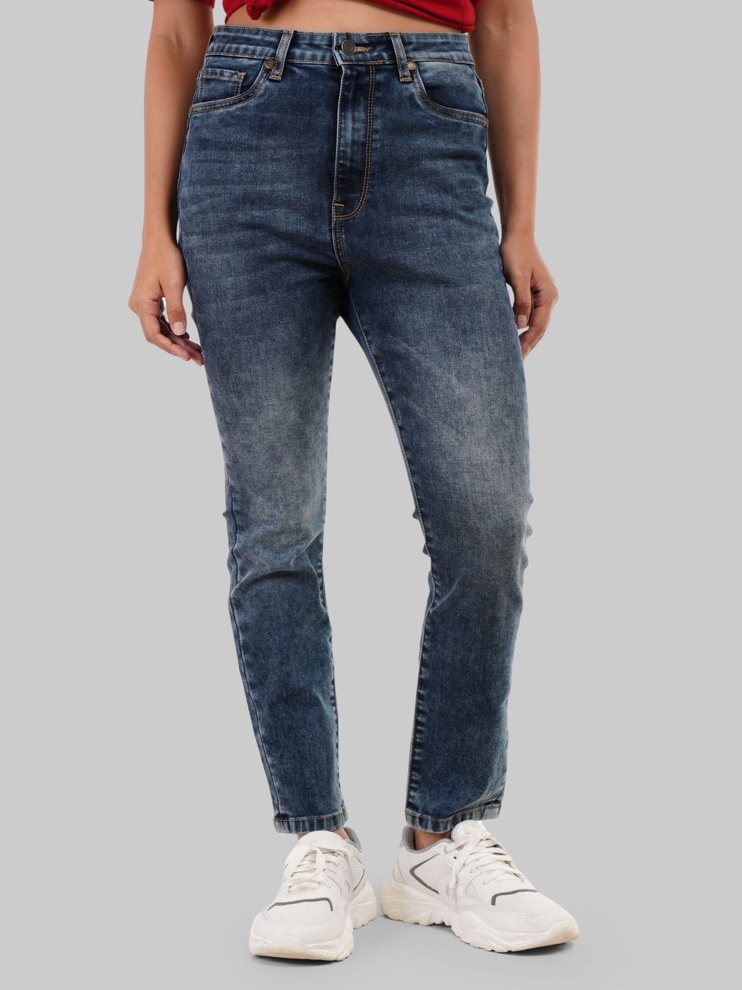 Underrated Club Women Skinny Fit High-Rise Heavy Fade Jeans