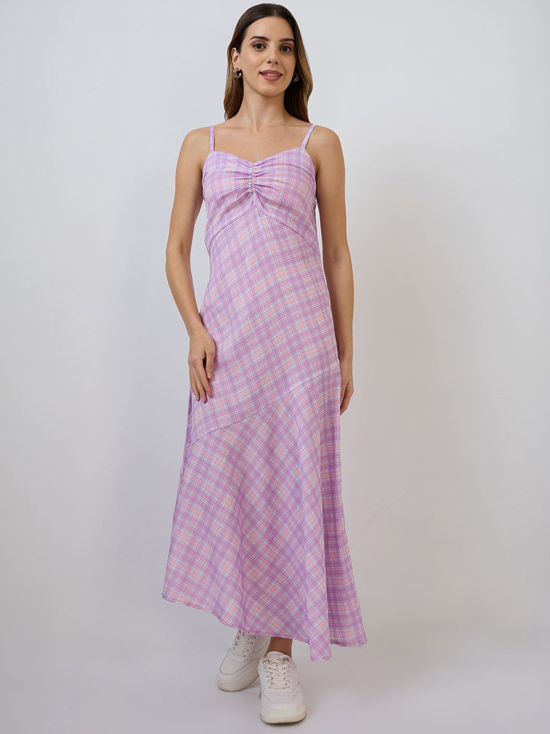 Amarasha Women Checked A-Line Maxi Dress
