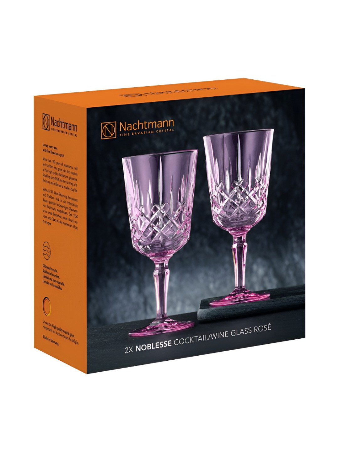 Nachtmann Noblesse Rose & Transparent 2 Pieces Textured Wine Glasses