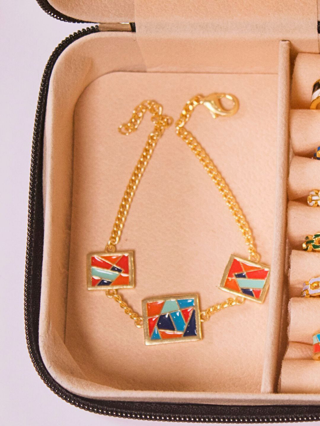 The Ethereal Store Gold-Plated Enamelled Wedge Link Bracelet