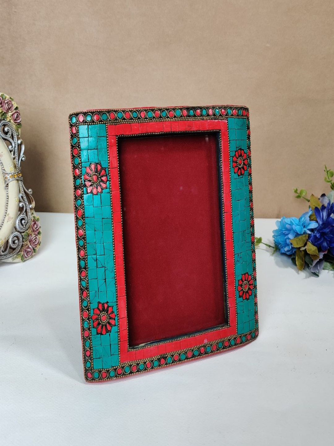 THE HOME CO. Blue & Red Table Photo Frames
